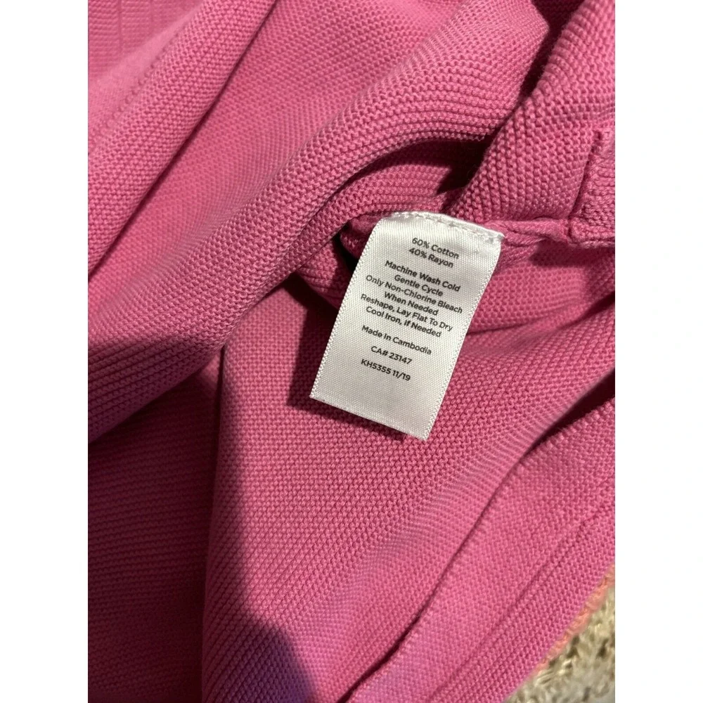 Talbots Sweater‎ Women's 1X Petite Pink Cotton 3/4 Sleeve Pullover